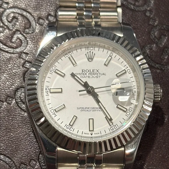 Rolex Silver Oyster Perpetual Watch - Picture 4 of 10